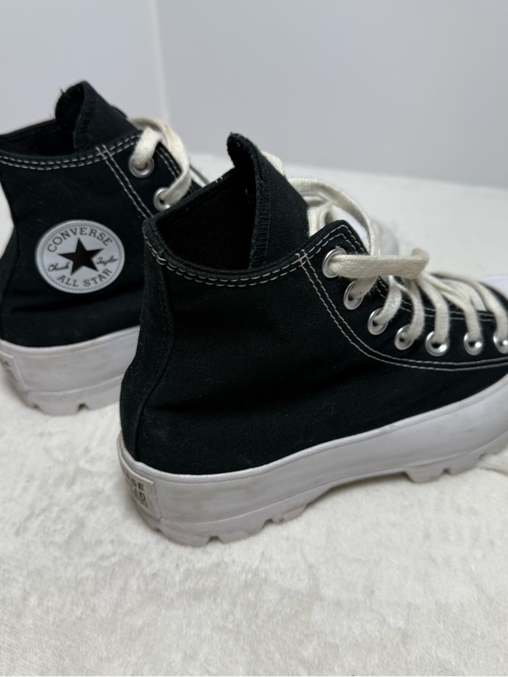 Converse Black and White Platform Lug Chuck Taylor High Top Sneakers - Picture 2 of 7